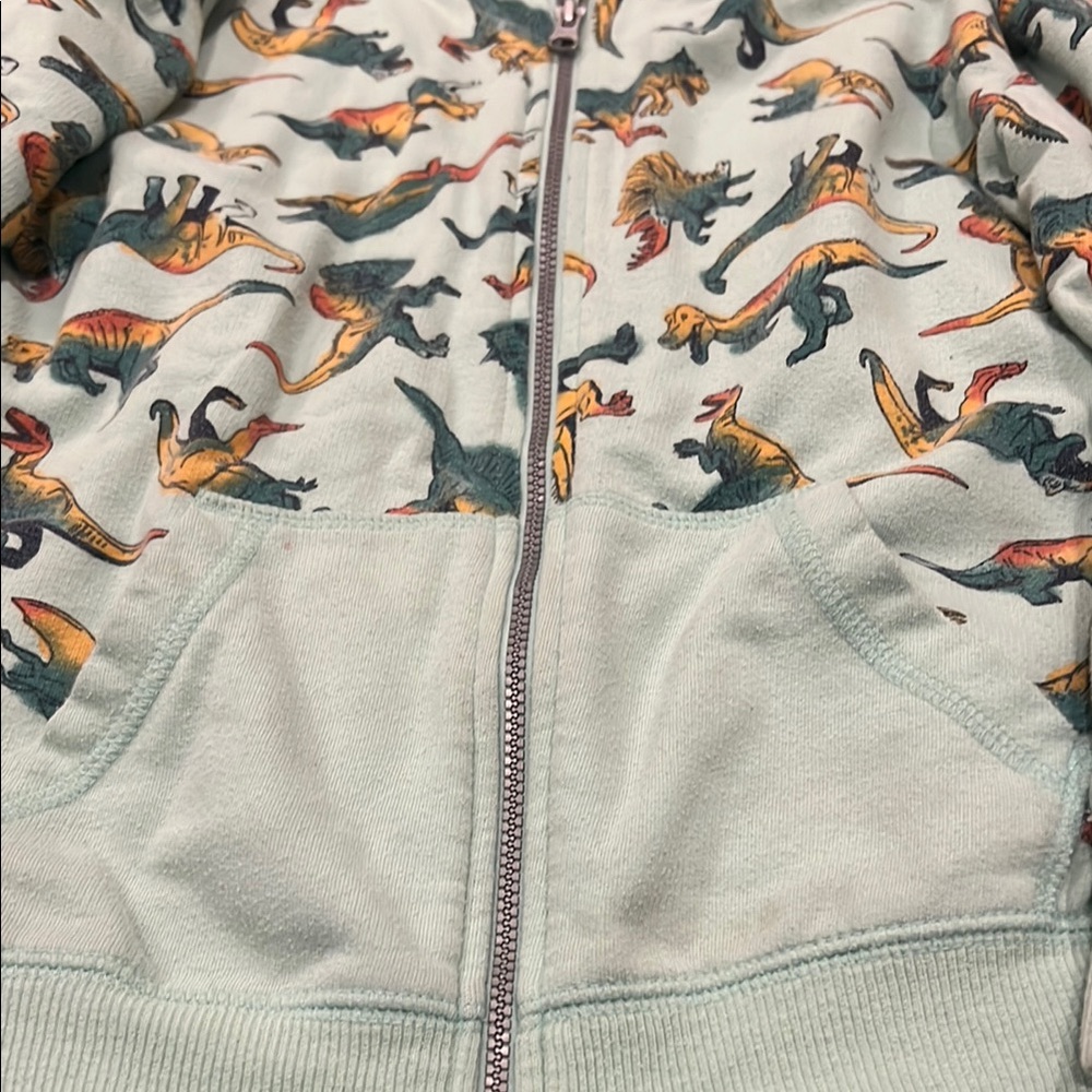 Dinosaur Print Kids Hoodie - Green - Picture 3 of 4